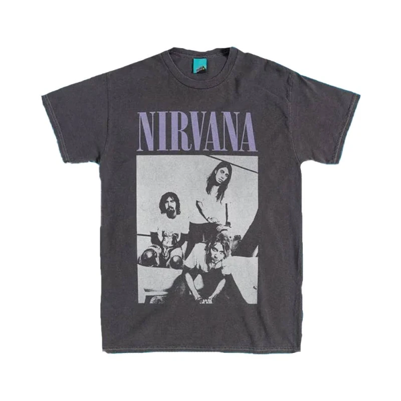 Image of Nirvana Mens Vintage Wash T-Shirt in Charcoal Size: Medium Charcoal Male M
