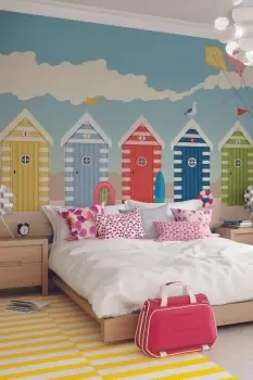 Image of Beach Huts Wall Mural