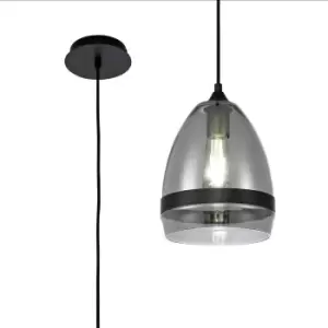 Image of Pendant 20cm Cone, 1 x E27 (Max 20W), Matt Black & Smoke