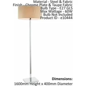 Image of Loops - Floor Lamp Light Chrome & Taupe Fabric 60W E27 Base & Shade e10444