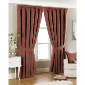 Image of Riva Home Renaissance Pencil Pleat Curtains (66x72 (168x183cm)) (Burgundy)