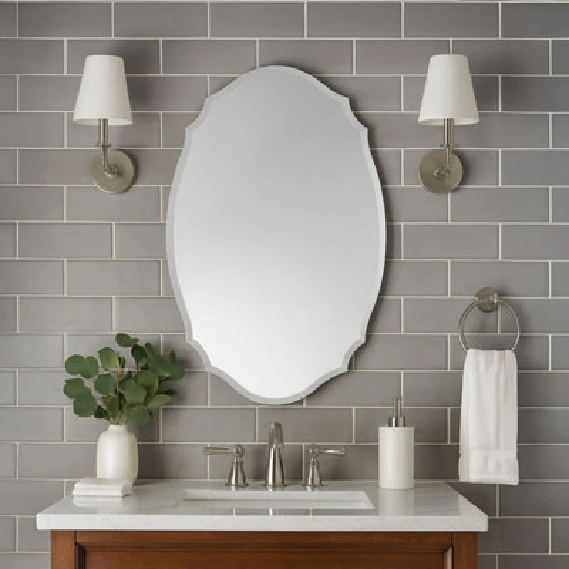 Image of Neo Ellipse Frameless Wall Mirror 60X40Cm Frameless Bevelled Edge For Modern Home Decor