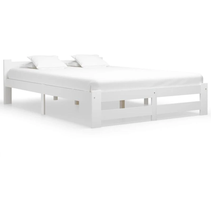 Image of VIDAXL Bed Frame without Mattress White Solid Pine Wood 120x200cm Vidaxl 8720286289839