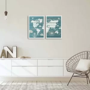 Image of 2PBCT-06 Multicolor Decorative Framed MDF Painting (2 Pieces)