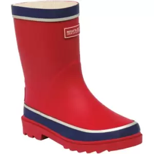 Image of Regatta Boys & Girls Foxfire Welly Reflective Rubber Wellington Boots UK Size 2 (EU 34)