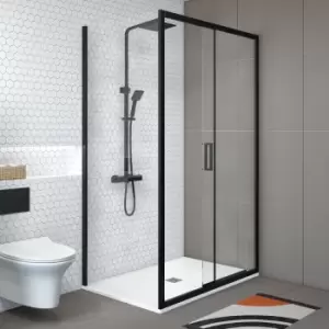 Image of 1200x700mm Black Rectangular Sliding Shower Enclosure - Pavo