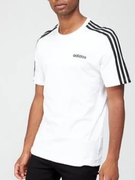 Image of adidas Essential 3-Stripe T-Shirt - White, Size S, Men