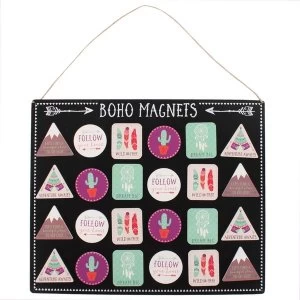 Image of Set of 36 Boho Magnets with Display Board