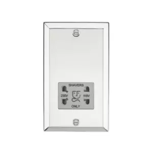 Image of Knightsbridge - 115-230V Dual Voltage Shaver Socket with Grey Insert - Bevelled Edge Polished Chrome