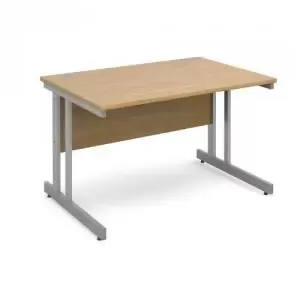 Image of Momento straight desk 1200mm x 800mm - silver cantilever frame and oak