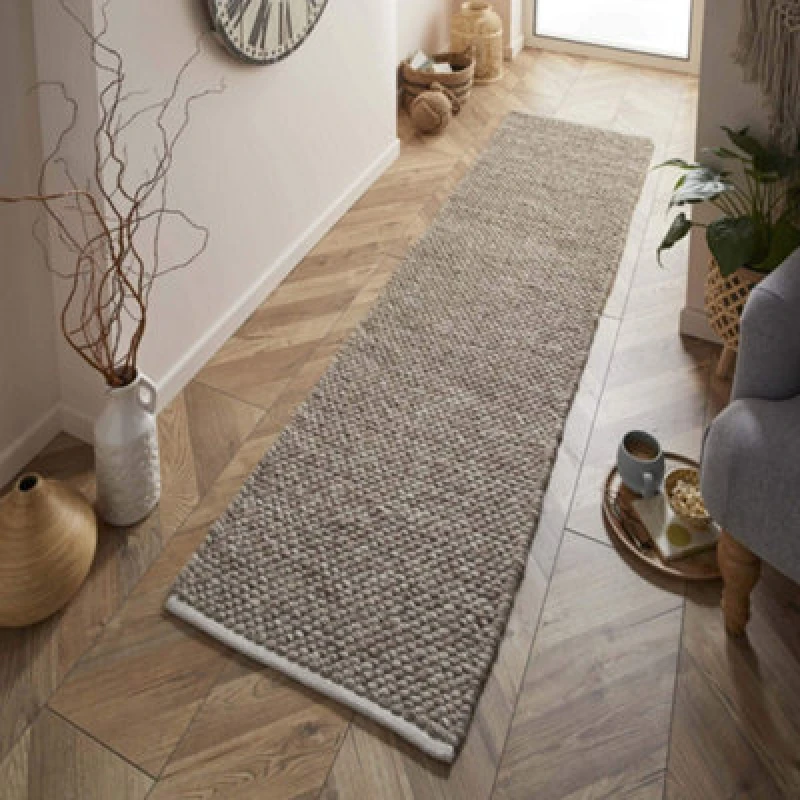 Image of Melrose Hand Woven Taupe Sahara Wool Indoor Area Runner Rug 060/230Cm