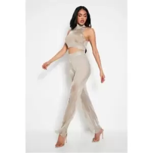 Image of I Saw It First Gold Metallic Knitted Trousers Co-Ord - Metallics