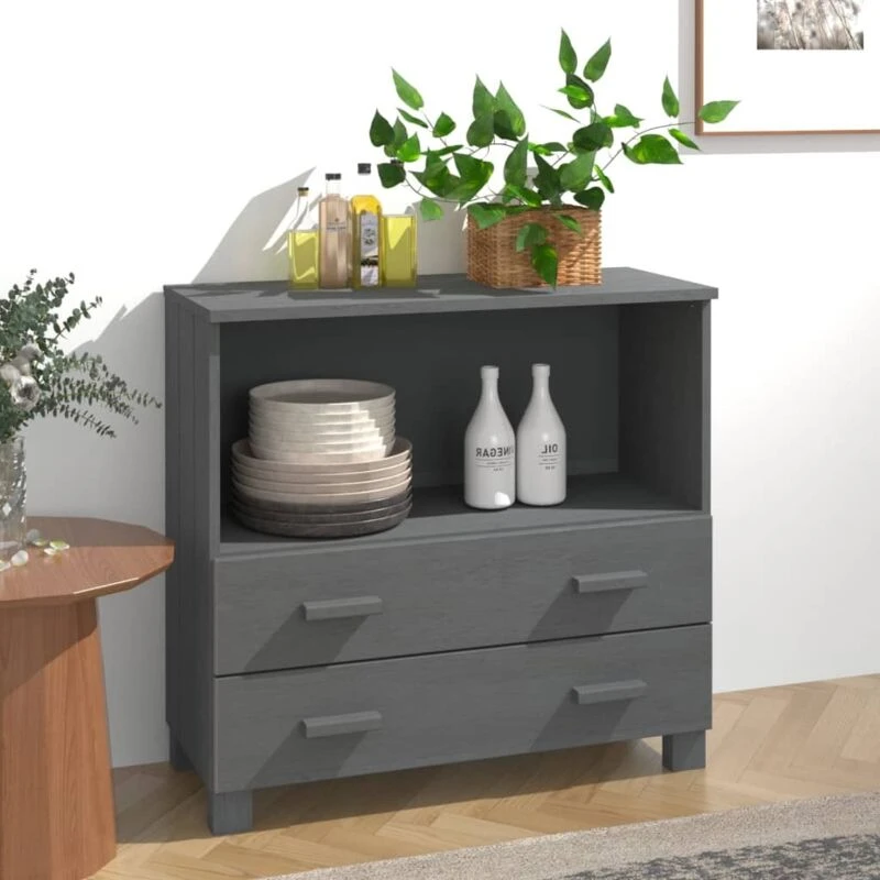 Image of VIDAXL Sideboard HAMAR Dark Grey 85x35x80cm Solid Wood Pine vidaXL 8720286818442