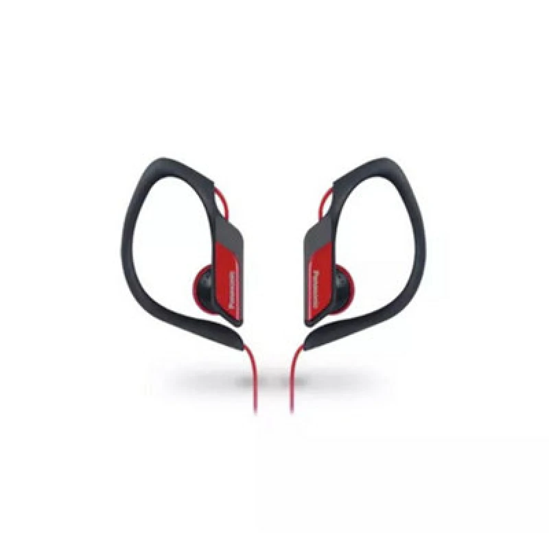 Image of Panasonic Panasonic RP-HS34E Water/Sweat Resistant Adjustable In-Ear Sports Headphones in Red Red One Size Unisex 5025232768073