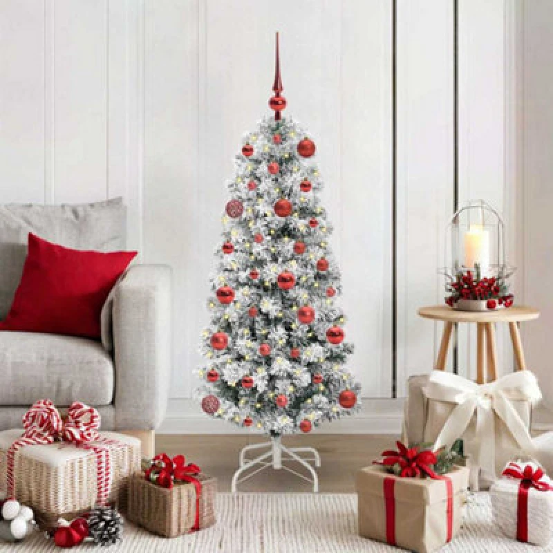Image of Vidaxl Artificial Hinged Christmas Tree Green And White 120 Cm