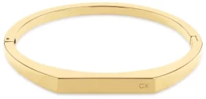 Image of Calvin Klein 35000046 Gold Tone Logo Detail Levered Bangle Jewellery