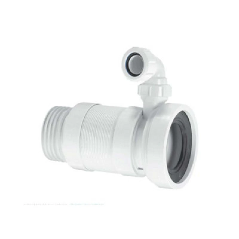 Image of McAlpine WC-F26SV 97-107mm Inlet x 3.5"/90mm Outlet Straight Flexible WC Connector with 1.25 Universal Vent Boss. White