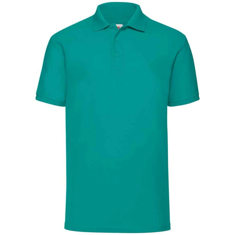 Image of Fruit Of The Loom Fruit of the Loom Men Pique Polo Shirt in Emerald Size: Medium Emerald M Male 5063470870424