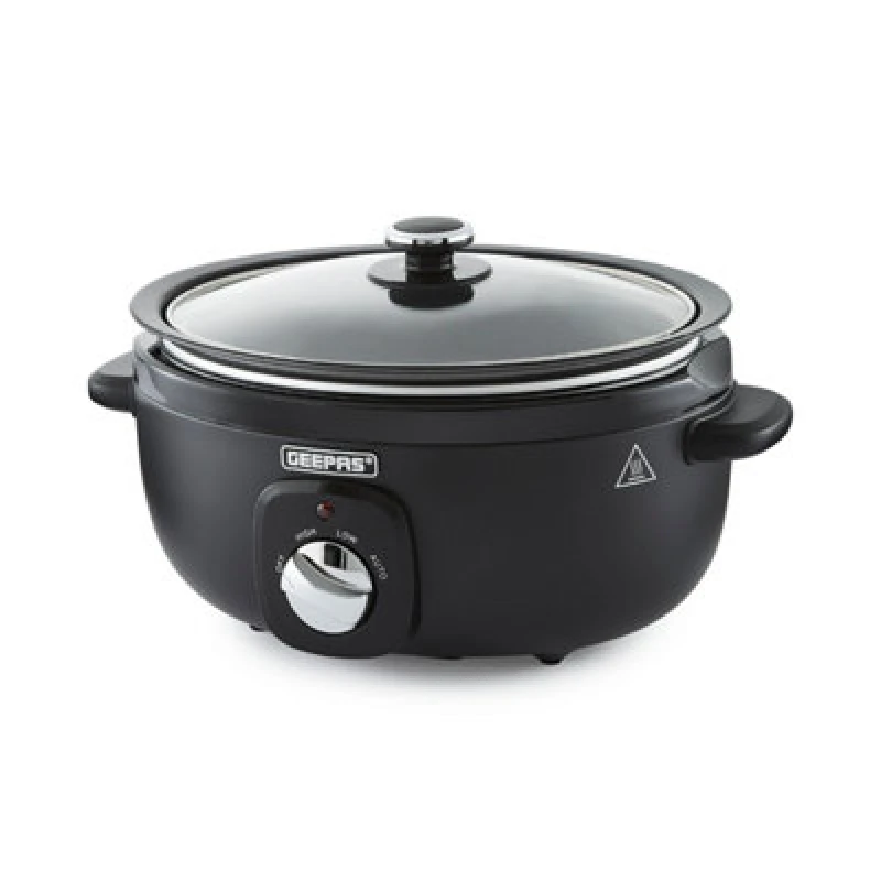 Image of Geepas 3.5L Slow Cooker Tempered Glass Lid & Removable Non-Stick Bowl Chalkboard Design Black unisex