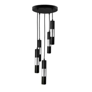 Image of Magnum Cluster Pendant Ceiling Light Black, Silver, 30cm, 5x GU10