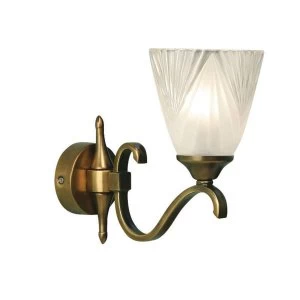 Image of 1 Light Wall Light Antique Brass with Glass Shade, E14