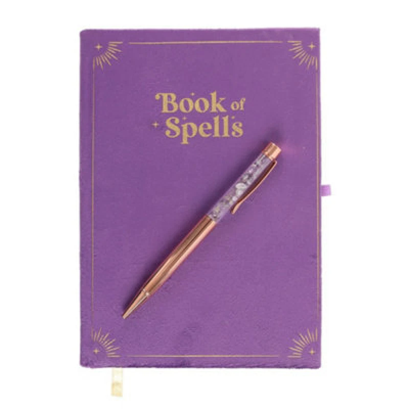 Image of Something Different Something Different Book Of Spells Amethyst Crystal Notebook with Pen in Purple Purple One Size Unisex 5063693744731
