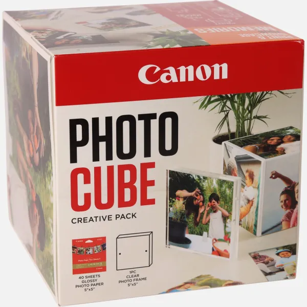 Image of Canon Photo Cube and Frame + PP-201 5x5Photo Paper Plus Glossy II (40 sheets) - Creative Pack, Orange