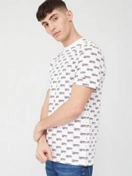 Image of Tommy Jeans Allover Logo Short Sleeve T-Shirt - White