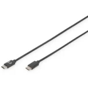 Image of Digitus USB cable USB 2.0 USB-C plug, USB-C plug 1m Black Shielded AK-300155-010-S