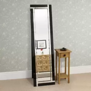 Image of MirrorOutlet Aston Black All Glass Cheval Mirror 150 X 40 Cm