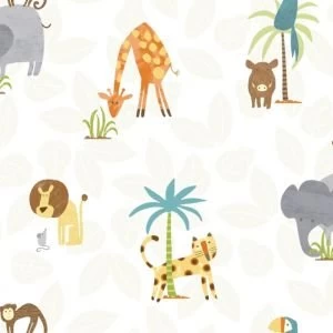Image of Holden Decor Multicolour Jungle animals Smooth Wallpaper