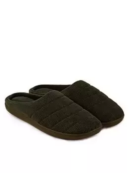 Image of Totes Isotoner Isotoner Textured Cord Stitch Detail Mule Slippers - Khaki, Size 8, Men
