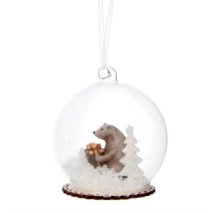 Image of Bear with Gift Dome Bauble