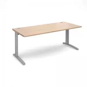 Image of TR10 straight desk 1800mm x 800mm - silver frame and beech top