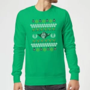 Image of Star Wars Yoda Christmas Knit Green Christmas Sweatshirt - M - Green