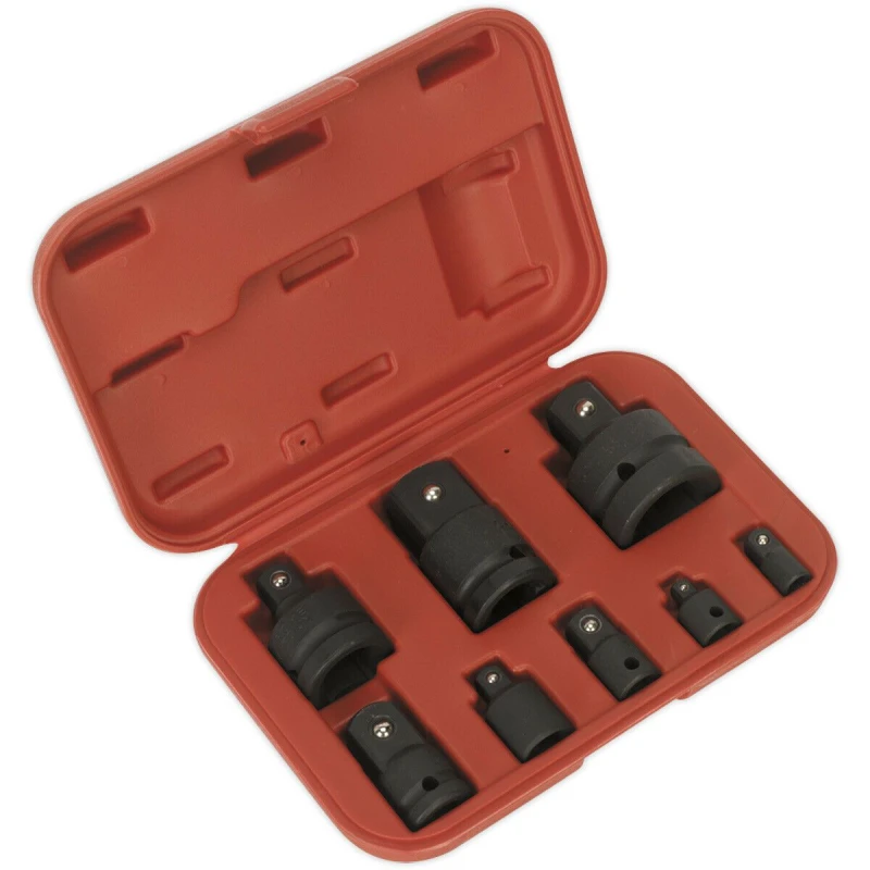 Image of Loops 8 Piece Impact Wrench Socket Adaptor Set - Drop Forged Steel - Storage Case Metallics