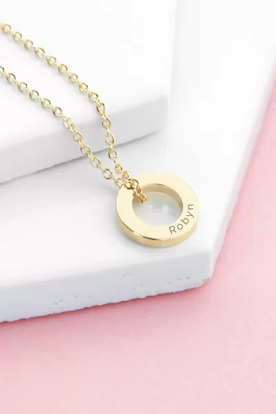 Image of Personalised Mini Ring Necklace - Gold - Womens
