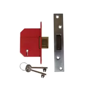 Image of StrongBolt 2100S BS 5 Lever Mortice Deadlock 81mm 3" Satin Chrome Box