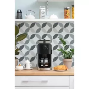 Image of DC Fix Pack of 6 Geometric Grey Self Adhesive Waterproof Vinyl Wa...