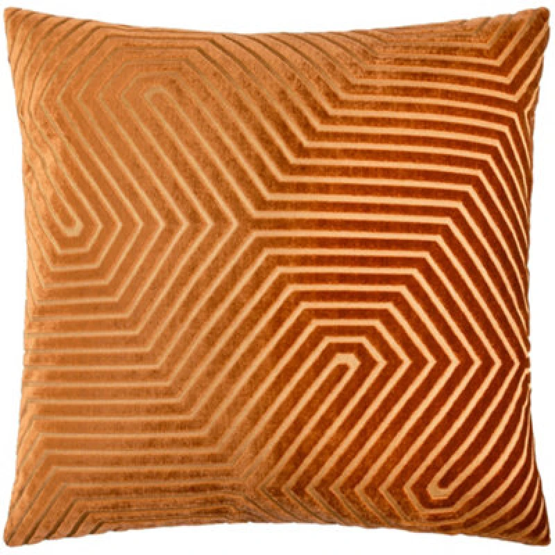 Image of Paoletti Paoletti Evoke Cut Velvet Cushion in Orange Size: 55cm x 55cm Orange 55cm x 55cm Unisex 5025532354402