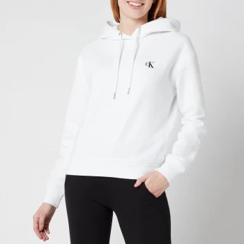 Image of Calvin Klein Jeans Womens Embroidered Logo Hoodie - Bright White - S