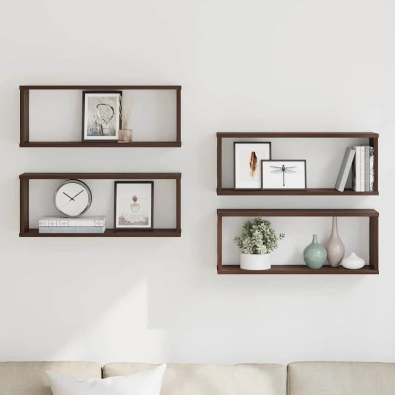 Image of VIDAXL Vidaxl - Wall Cube Shelves 4 pcs Brown Oak 60x15x23cm Engineered Wood 8720286956113