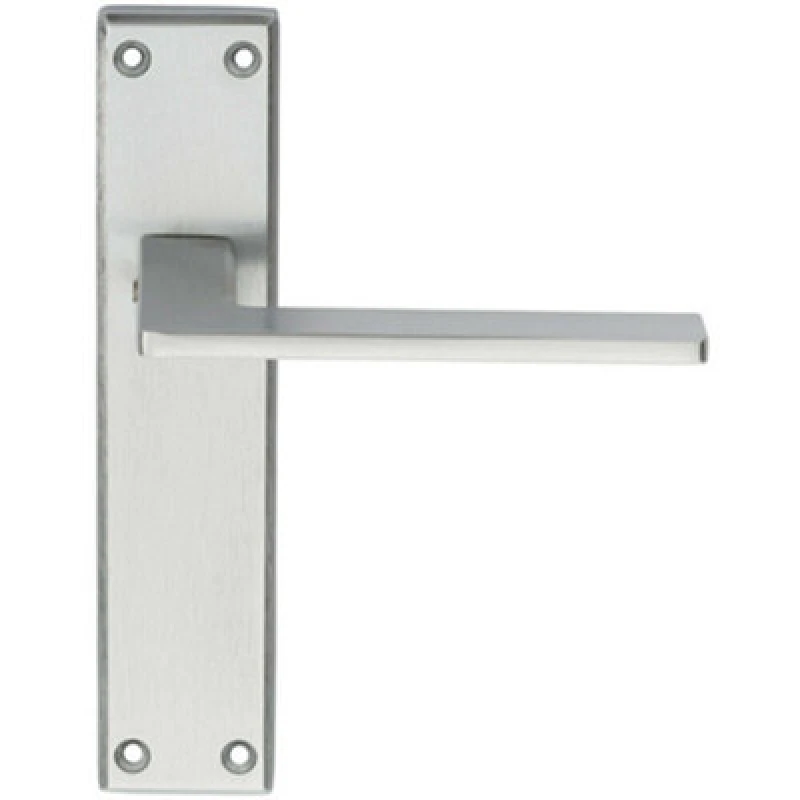 Image of Loops Flat Straight Lever on Latch Backplate Door Handle 180 x 40mm Satin Chrome Multi
