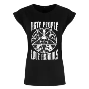 Image of Grindstore Womens/Ladies Hate People Love Animals T-Shirt (M) (Black/White)