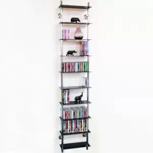 Image of Techstyle Wall Mounted 10 Tier Glass 300 Cd / 200 DVD / Bluray Storage Shelf Black
