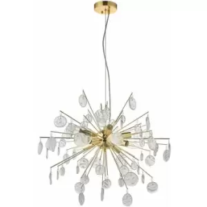 Image of Loops - Multi Light Hanging Ceiling Pendant Gold & Glass Droplets Feature Star Rods Lamp