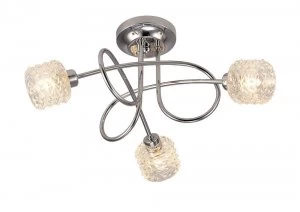 Image of Semi Flush Ceiling 3 Light G9 Polished Chrome, Clear Textured Glass