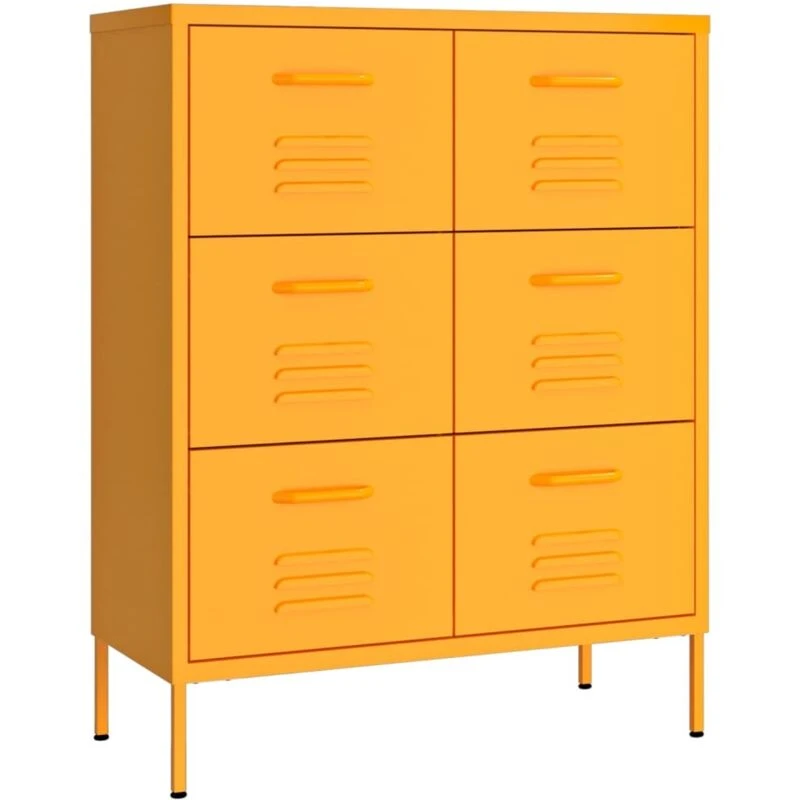 Image of VIDAXL Drawer Cabinet Mustard Yellow 80x35x101.5cm Steel vidaXL 8720286564585
