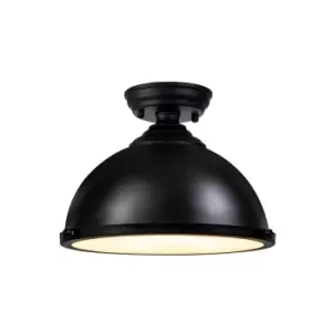 Image of Worcester 31cm Flush Ceiling Lamp Fitting, E27, Black, Frosted Glass