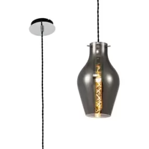 Image of Luminosa Lighting - Luminosa Pendant 17cm Round, 1 x E27, Chrome & Smoke